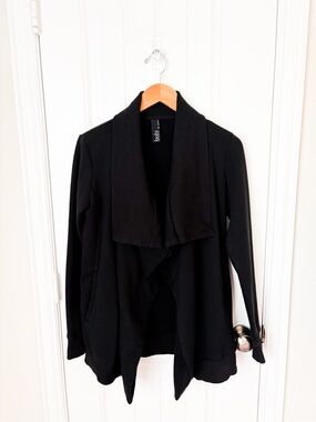bobi Black Draped Open-Front Cardigan Revolve Sweater Size Small
